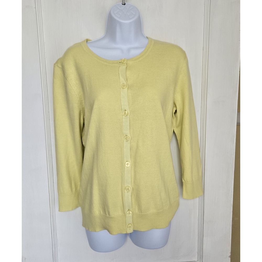 Van Heusen Studio Women's Yellow Lightweight Button Down‎ Cardigan 100% Cotton M